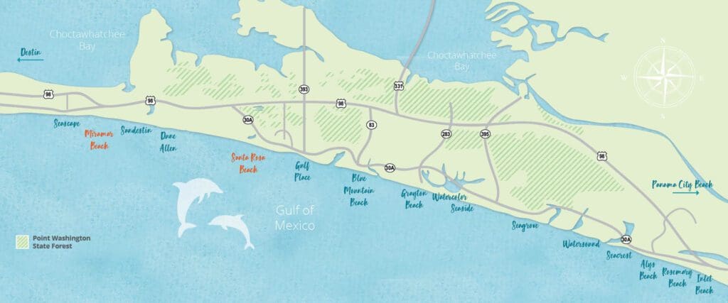 30A, Map Neighborhoods, Emerald Coast,beach map,