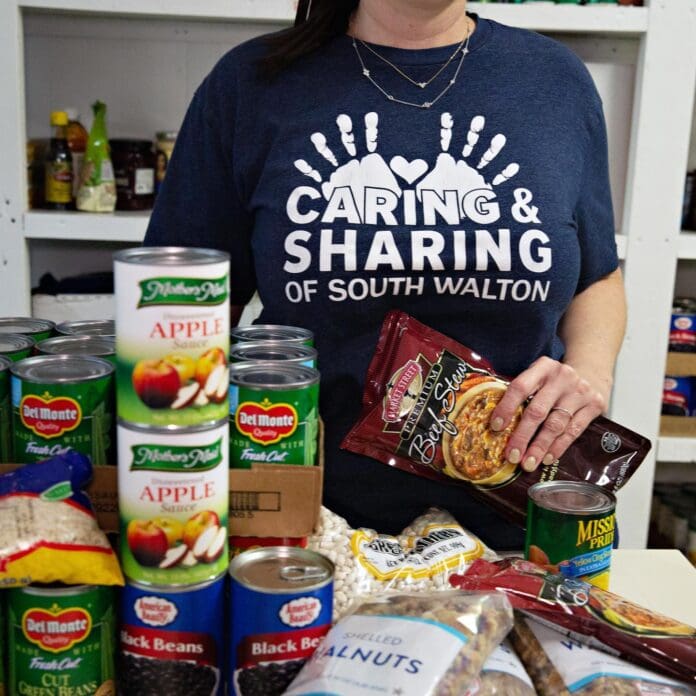 Caring and Sharing South Walton tshirt and food