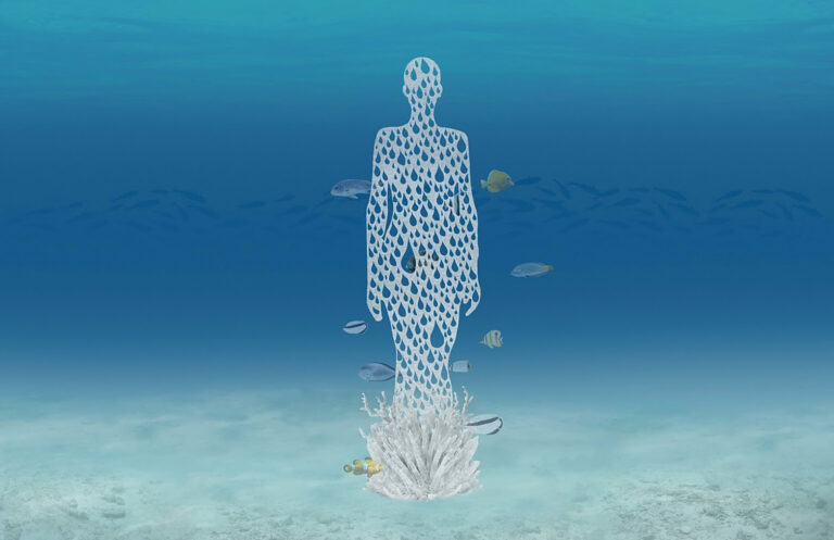 Underwater Museum of Art 2024 Installation Mermaid By Raine Bledsoe